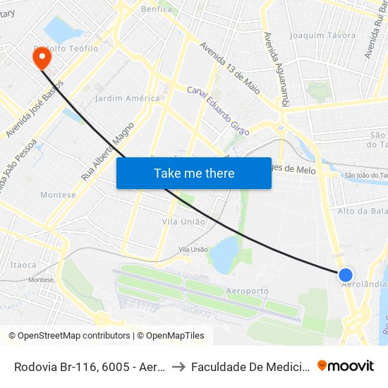 Rodovia Br-116, 6005 - Aerolândia to Faculdade De Medicina Ufc map