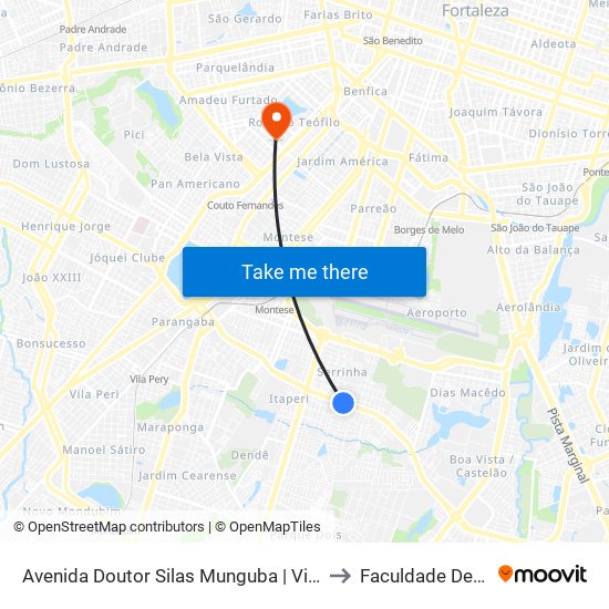 Avenida Doutor Silas Munguba | Villa Mango Open Mall - Itaperi to Faculdade De Medicina Ufc map