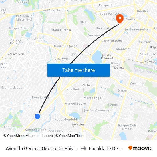 Avenida General Osório De Paiva, 5430 - Bom Jardim to Faculdade De Medicina Ufc map