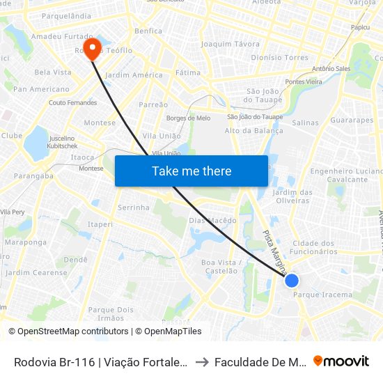 Rodovia Br-116 | Viação Fortaleza - Parque Iracema to Faculdade De Medicina Ufc map