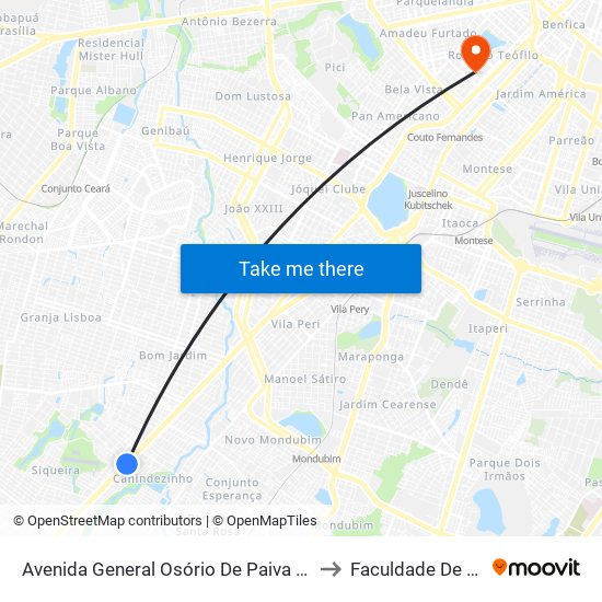 Avenida General Osório De Paiva | Atacadão - Canindezinho to Faculdade De Medicina Ufc map