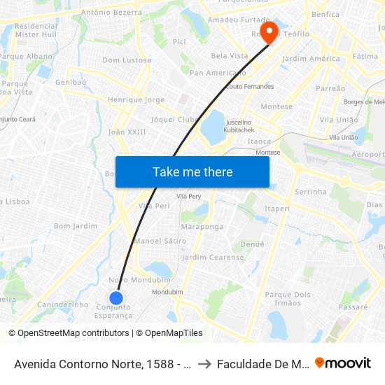 Avenida Contorno Norte, 1588 - Conjunto Esperança to Faculdade De Medicina Ufc map