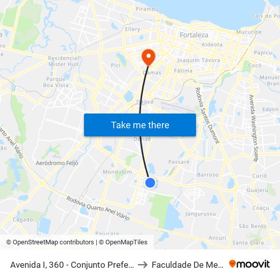 Avenida I, 360 - Conjunto Prefeito José Walter to Faculdade De Medicina Ufc map