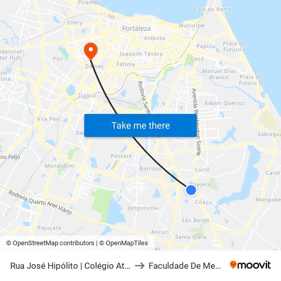 Rua José Hipólito | Colégio Ateneu - Coaçu to Faculdade De Medicina Ufc map