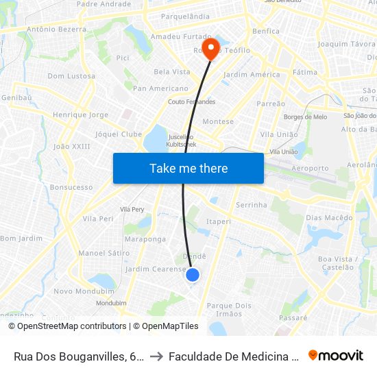 Rua Dos Bouganvilles, 699 to Faculdade De Medicina Ufc map