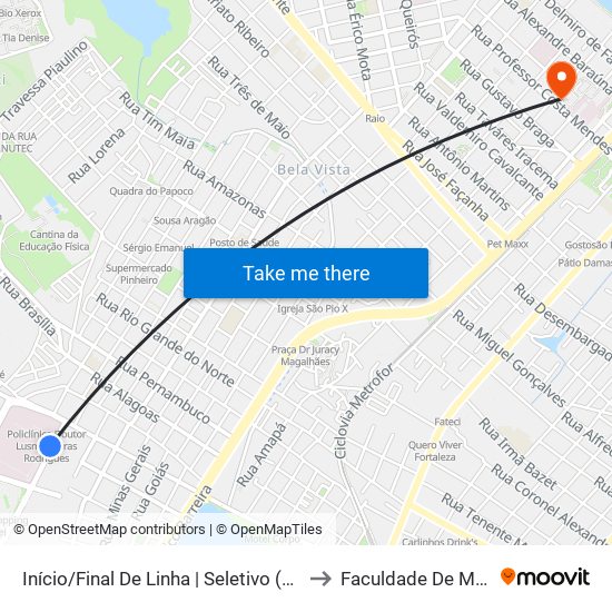 Início/Final De Linha | Seletivo (225) - Jóquei Clube to Faculdade De Medicina Ufc map