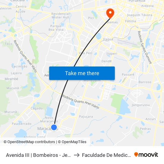 Avenida III | Bombeiros - Jereissati I to Faculdade De Medicina Ufc map