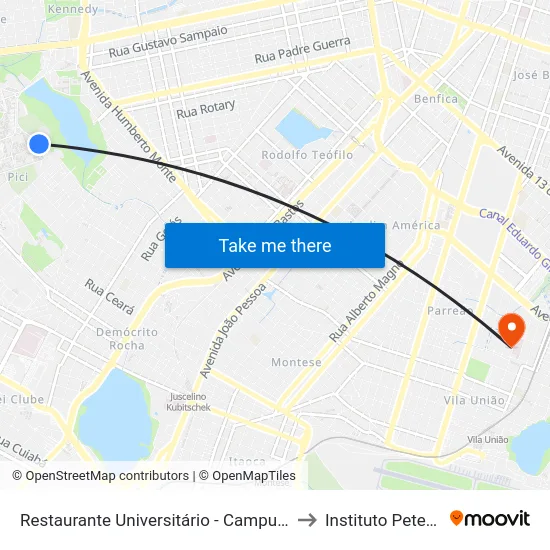 Restaurante Universitário - Campus Do Pici to Instituto Peter Pan map