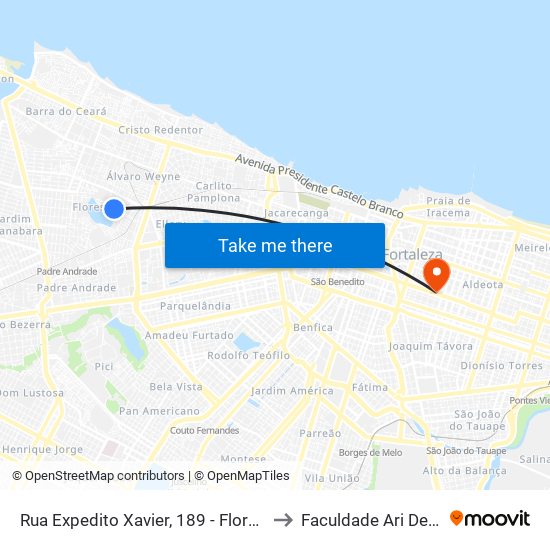 Rua Expedito Xavier, 189 - Floresta to Faculdade Ari De Sá map