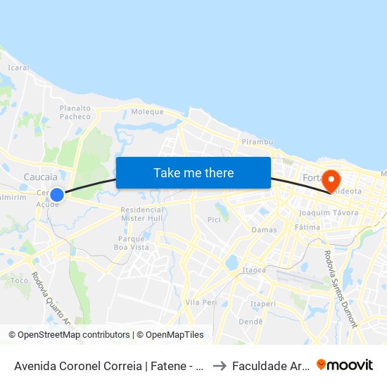 Avenida Coronel Correia | Fatene - Vicente Arruda to Faculdade Ari De Sá map