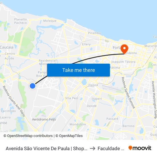 Avenida São Vicente De Paula | Shopping Jurema - Araturi to Faculdade Ari De Sá map