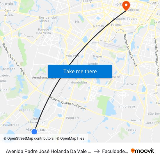 Avenida Padre José Holanda Da Vale | Praça Da Estação - Centro to Faculdade Ari De Sá map