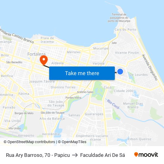 Rua Ary Barroso, 70 - Papicu to Faculdade Ari De Sá map