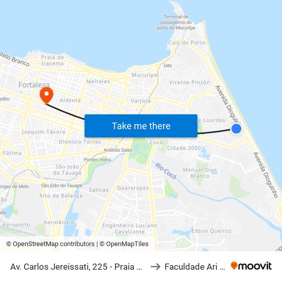 Av. Carlos Jereissati, 225 - Praia Do Futuro I to Faculdade Ari De Sá map