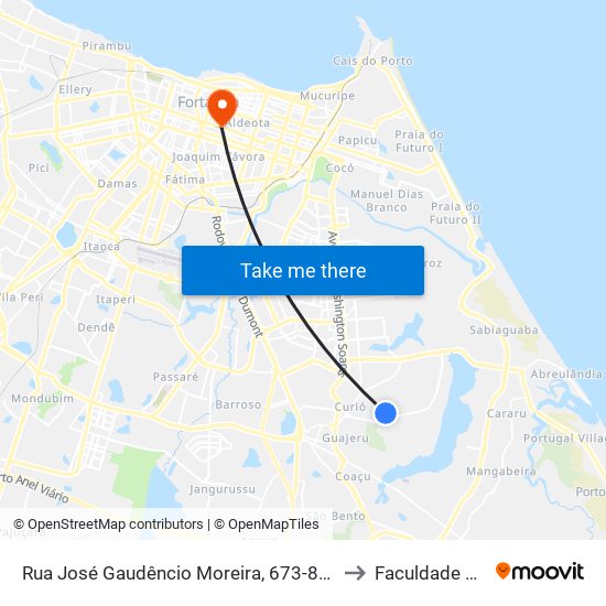 Rua José Gaudêncio Moreira, 673-855 - Lagoa Redonda to Faculdade Ari De Sá map