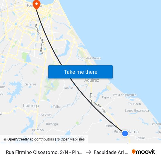 Rua Firmino Cisostomo, S/N - Pindoretama to Faculdade Ari De Sá map