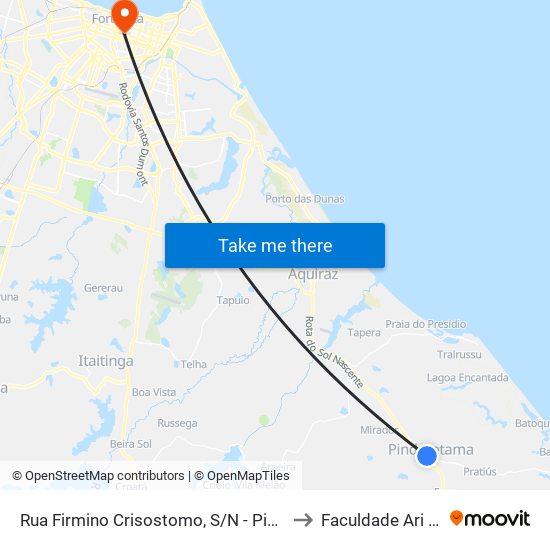 Rua Firmino Crisostomo, S/N - Pindoretama to Faculdade Ari De Sá map