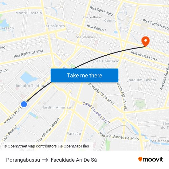 Porangabussu to Faculdade Ari De Sá map