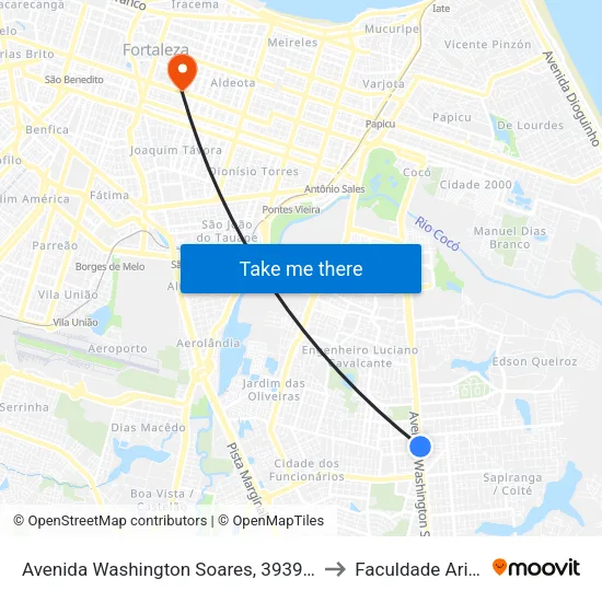 Avenida Washington Soares, 3939 - Sapiranga to Faculdade Ari De Sá map