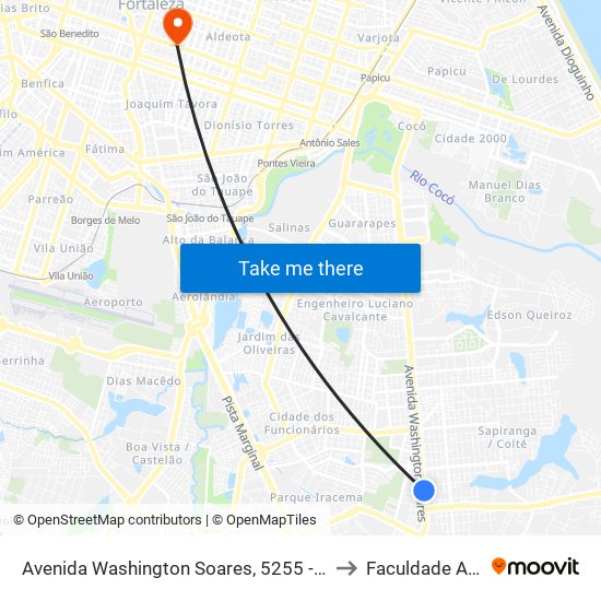 Avenida Washington Soares, 5255 - José De Alencar to Faculdade Ari De Sá map