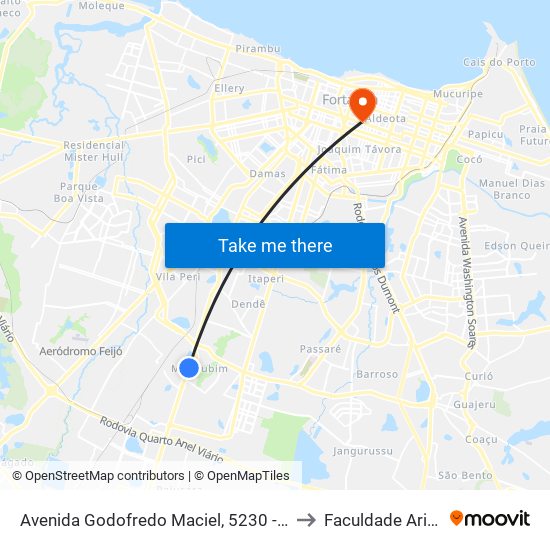 Avenida Godofredo Maciel, 5230 - Mondubim to Faculdade Ari De Sá map
