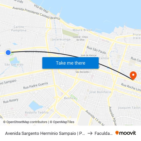 Avenida Sargento Hermínio Sampaio | Pólo De Lazer Sargento Hermínio - São Gerardo to Faculdade Ari De Sá map