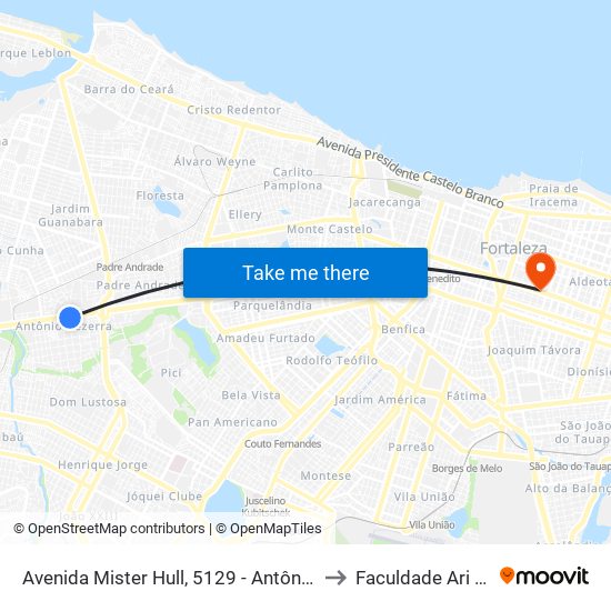 Avenida Mister Hull, 5129 - Antônio Bezerra to Faculdade Ari De Sá map