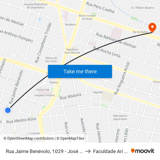 Rua Jaime Benévolo, 1029 - José Bonifácio to Faculdade Ari De Sá map