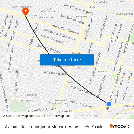 Avenida Desembargador Moreira | Assembleia Legislativa Do Estado Do Ceará - Dionísio Torres to Faculdade Ari De Sá map