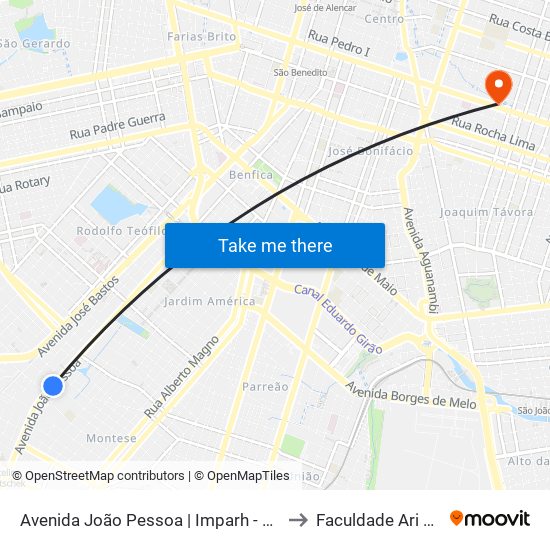 Avenida João Pessoa | Imparh - Montese to Faculdade Ari De Sá map