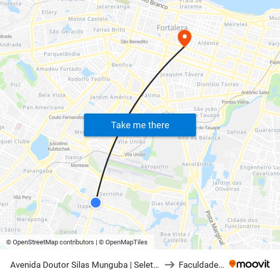 Avenida Doutor Silas Munguba | Seletivo (Sentido Norte) - Itaperi to Faculdade Ari De Sá map