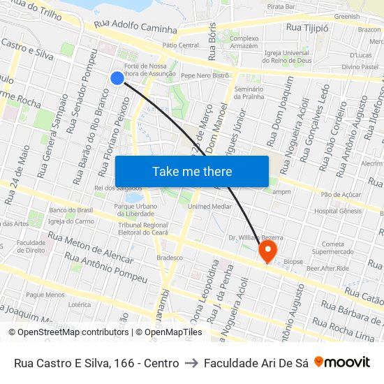 Rua Castro E Silva, 166 - Centro to Faculdade Ari De Sá map