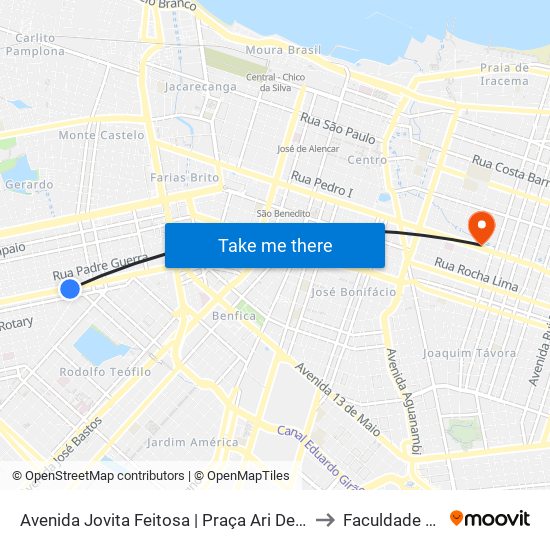 Avenida Jovita Feitosa | Praça Ari De Sá - Amadeu Furtado to Faculdade Ari De Sá map