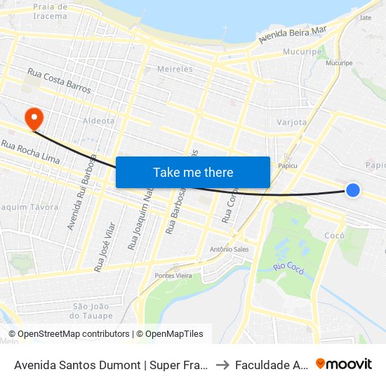 Avenida Santos Dumont | Super Frangolândia - Cocó to Faculdade Ari De Sá map