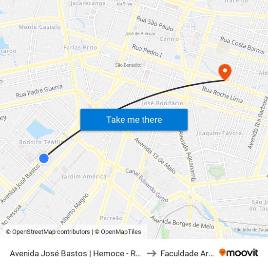 Avenida José Bastos | Hemoce - Rodolfo Teófilo to Faculdade Ari De Sá map