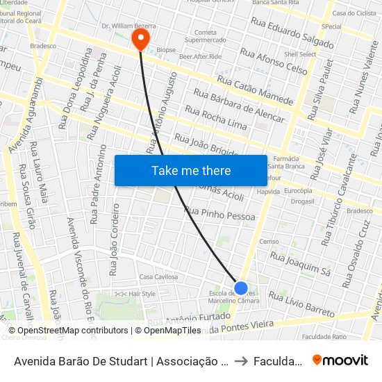 Avenida Barão De Studart | Associação Atlética Banco Do Brasil - Dionísio Torres to Faculdade Ari De Sá map
