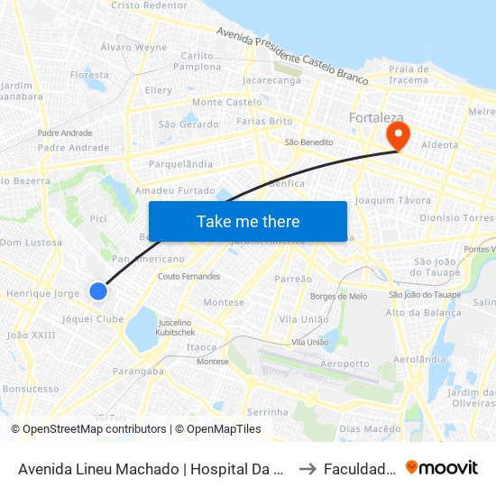 Avenida Lineu Machado | Hospital Da Criança De Fortaleza - Jóquei Clube to Faculdade Ari De Sá map