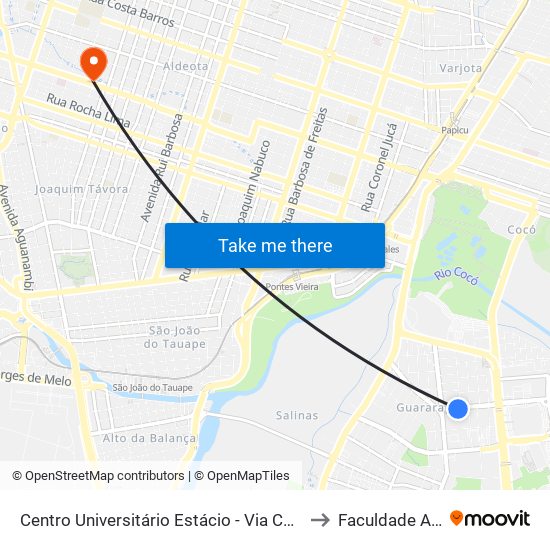 Centro Universitário Estácio - Via Corpvs - Guararapes to Faculdade Ari De Sá map