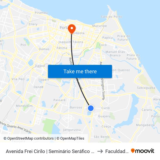 Avenida Frei Cirilo | Seminário Seráfico Nossa Senhora Do Brasil - Messejana to Faculdade Ari De Sá map