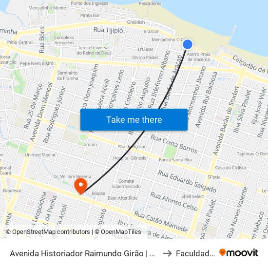 Avenida Historiador Raimundo Girão | Aterro Da Praia De Iracema - Meireles to Faculdade Ari De Sá map