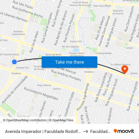 Avenida Imperador | Faculdade Rodolfo Teófilo (Seletivo) - Farias Brito to Faculdade Ari De Sá map