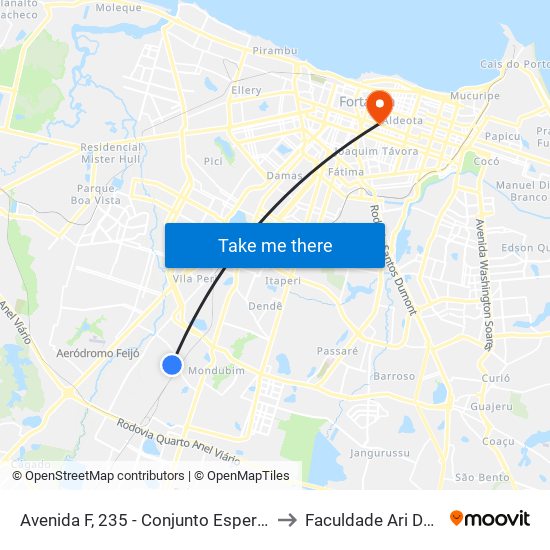 Avenida F, 235 - Conjunto Esperança to Faculdade Ari De Sá map
