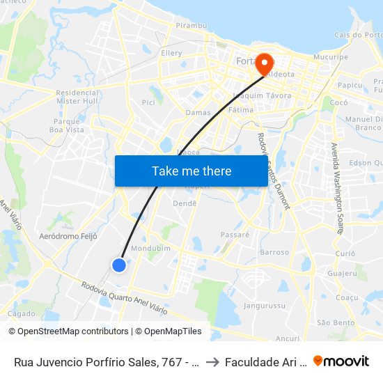 Rua Juvencio Porfírio Sales, 767 - Mondubim to Faculdade Ari De Sá map