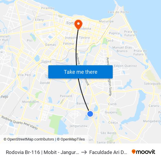 Rodovia Br-116 | Mobit - Jangurussu to Faculdade Ari De Sá map