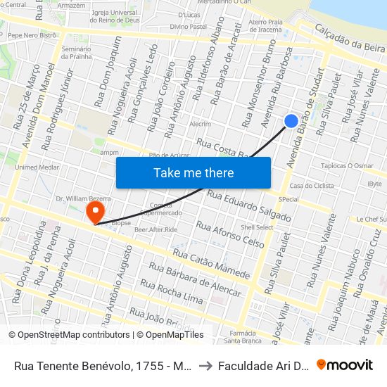 Rua Tenente Benévolo, 1755 - Meireles to Faculdade Ari De Sá map