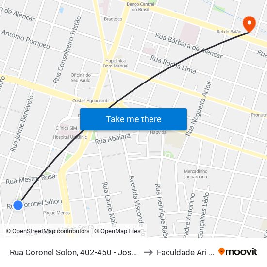 Rua Coronel Sólon, 402-450 - José Bonifácio to Faculdade Ari De Sá map