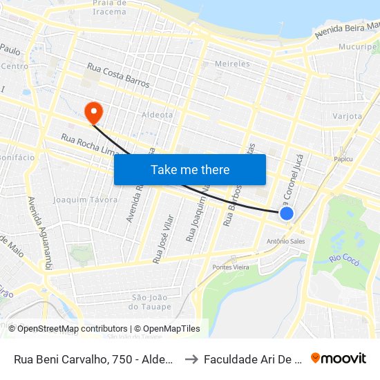 Rua Beni Carvalho, 750 - Aldeota to Faculdade Ari De Sá map