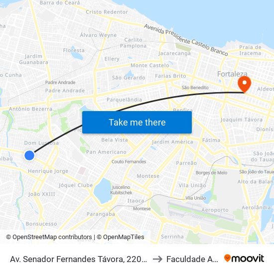 Av. Senador Fernandes Távora, 2200 - Dom Lustosa to Faculdade Ari De Sá map