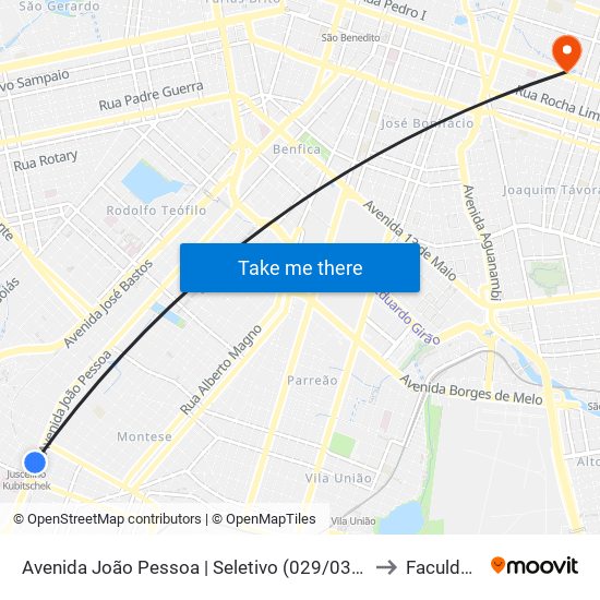 Avenida João Pessoa | Seletivo (029/030/038/048/070/077/360/390) - Demócrito Rocha to Faculdade Ari De Sá map