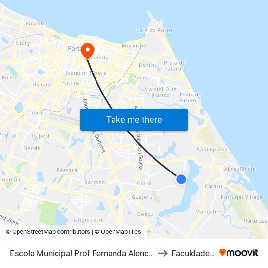 Escola Municipal Prof Fernanda Alencar Colares - Lagoa Redonda to Faculdade Ari De Sá map
